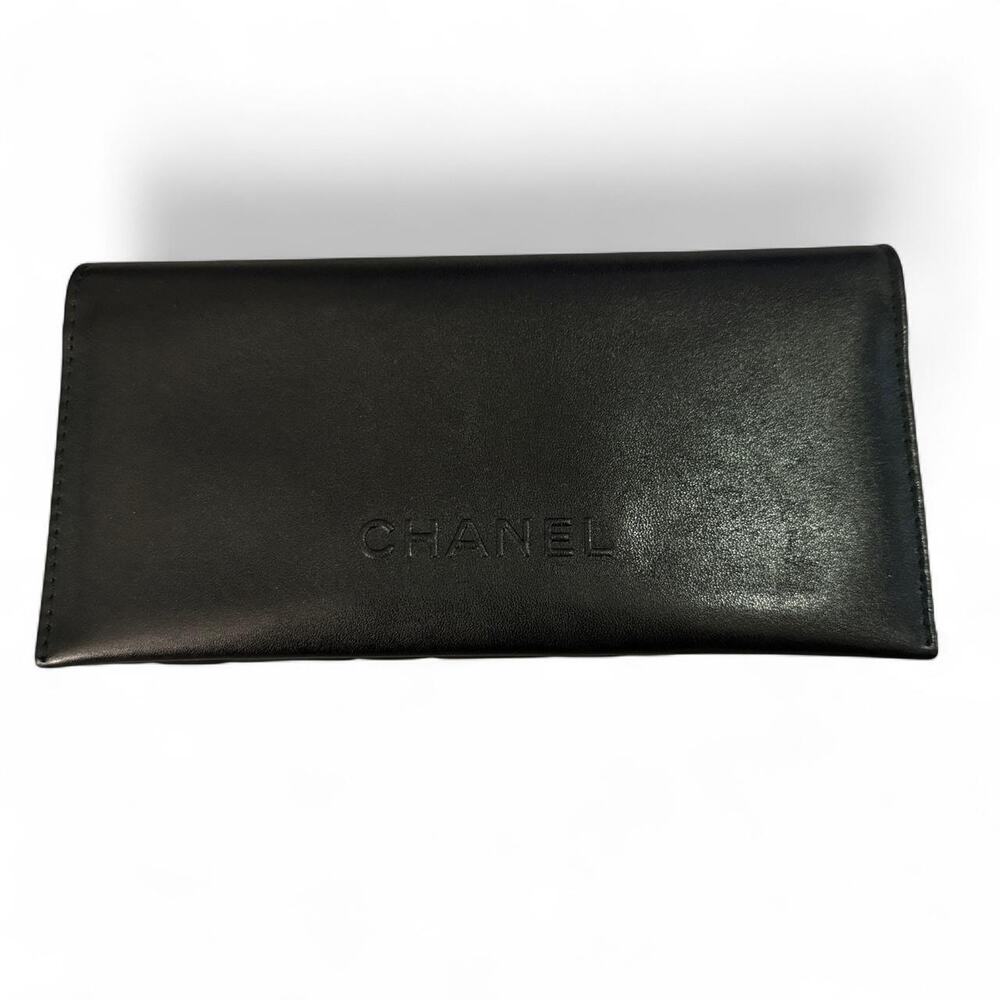 CHANEL Black Quilted Sunglasses Case Pocket Book Card Holder Organizer